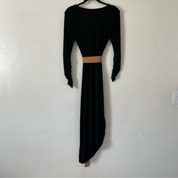 JLUXLABEL black and copper formfitting deep v-neck dress with side split size M - Picture 3 of 10